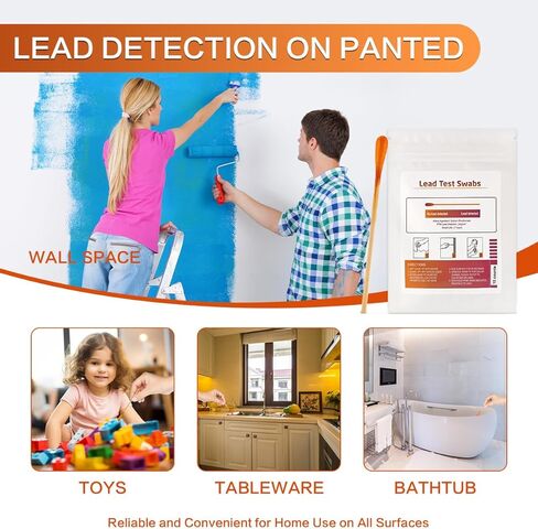 Lead Test Kit for Dishes, 10 Pcs Rapid Lead Test Swabs, Dip in Water Lead Testing Kit, Lead Paint Test Kit Home Use for All Surfaces, Results in 30 Seconds in Kuwait