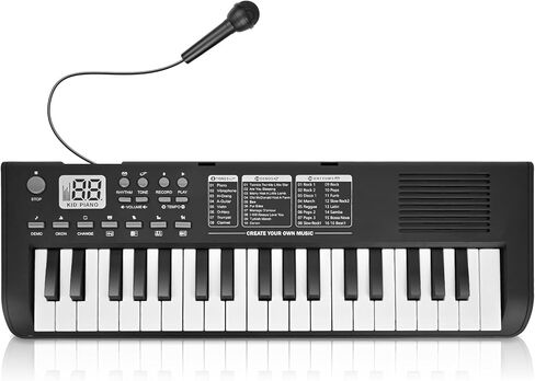 Kids Keyboard Piano Musical Toys, 37 Key Portable Electronic Piano for Kids with Microphone, Beginners Piano Keyboard Birthday Gift for 3 4 5 6 7 8 Year Old Girls Boys (Black) in Saudi Arabia
