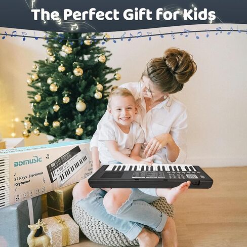 Kids Keyboard Piano Musical Toys, 37 Key Portable Electronic Piano for Kids with Microphone, Beginners Piano Keyboard Birthday Gift for 3 4 5 6 7 8 Year Old Girls Boys (Black) in Saudi Arabia