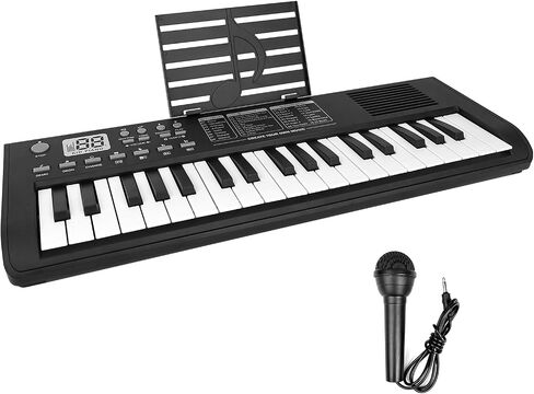 Kids Keyboard Piano Musical Toys, 37 Key Portable Electronic Piano for Kids with Microphone, Beginners Piano Keyboard Birthday Gift for 3 4 5 6 7 8 Year Old Girls Boys (Black) in Saudi Arabia