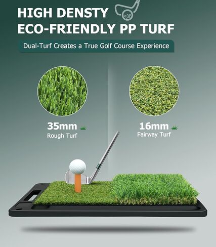 Premium Dual-Turf Golf Mat: Heavy Bottom Golf Hitting Mat with Ball Tray, Portable Golf Practice Mat for Indoor & Outdoor Golf Training Swing Chipping & Driving, Golf Training Aid for Men/Golfers in Kuwait