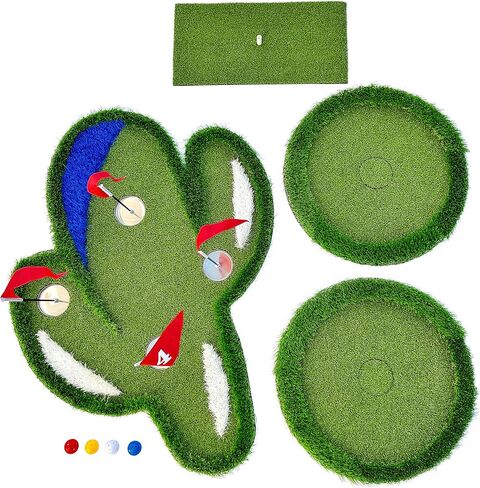Floating Golf Green Set with Two Circular Floating Green Targets, includes Chipping mat with Rubber tee, and 60 Multi-Colored Floating Plastic Golf Balls in Saudi Arabia