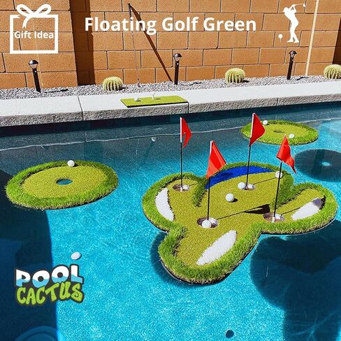 Floating Golf Green Set with Two Circular Floating Green Targets, includes Chipping mat with Rubber tee, and 60 Multi-Colored Floating Plastic Golf Balls in Saudi Arabia