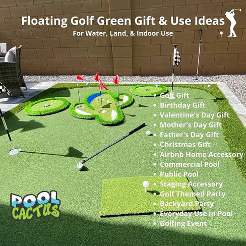 Floating Golf Green Set with Two Circular Floating Green Targets, includes Chipping mat with Rubber tee, and 60 Multi-Colored Floating Plastic Golf Balls in Saudi Arabia