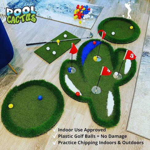 Floating Golf Green Set with Two Circular Floating Green Targets, includes Chipping mat with Rubber tee, and 60 Multi-Colored Floating Plastic Golf Balls in Saudi Arabia