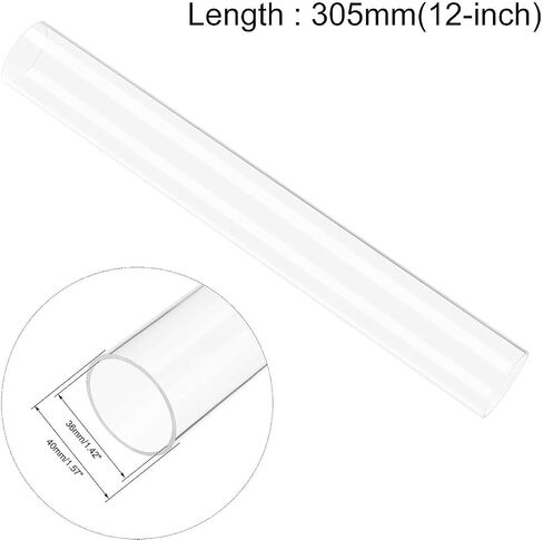 Acrylic Pipe Clear Rigid Round Tube for DIY Crafts Lamps Aquarium Fish Tank Architectural Lighting Models Plumbing Hollow Round Bar Rod 36mm ID 40mm OD 305mm Length 1pcs in Saudi Arabia