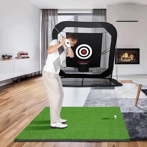 Nisorpa Golf Hitting Mats, 5x4.75ft Golf Training Mat for Indoor & Outdoor Chipping Swing Driving 22mm Thickened Artificial Turf Golf Training Aid with 10 Golf Balls 9 Golf Tees 4 Alignment Sticks in Saudi Arabia