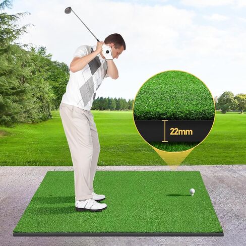 Nisorpa Golf Hitting Mats, 5x4.75ft Golf Training Mat for Indoor & Outdoor Chipping Swing Driving 22mm Thickened Artificial Turf Golf Training Aid with 10 Golf Balls 9 Golf Tees 4 Alignment Sticks in Saudi Arabia