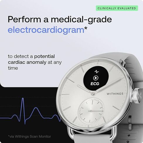 Withings ScanWatch 2 - Hybrid Smart Watch, Heart Rate Monitoring, Fitness Tracker, Cycle Tracker, Sleep Monitoring, GPS Tracker, 30-Day Battery Life, Android & Apple Compatible, HSA/FSA in Saudi Arabia