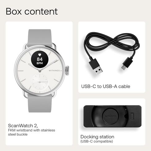 Withings ScanWatch 2 - Hybrid Smart Watch, Heart Rate Monitoring, Fitness Tracker, Cycle Tracker, Sleep Monitoring, GPS Tracker, 30-Day Battery Life, Android & Apple Compatible, HSA/FSA in Saudi Arabia