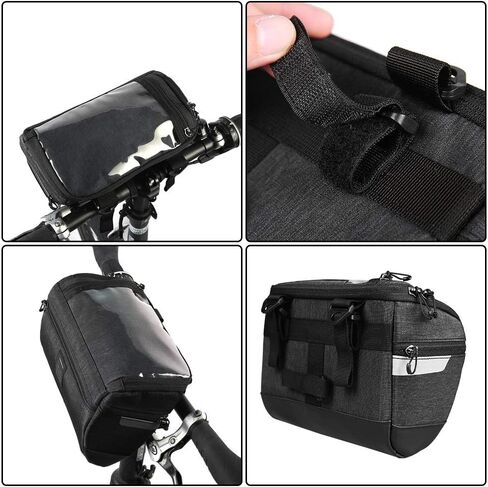حقيبة مقود الدراجة WOTOW، حقيبة أمامية لسلة دراجة مقاومة للماء مع حامل هاتف بشاشة تعمل باللمس، حقيبة تخزين 3 لتر للدراجات الجبلية على الطرق الجبلية in Kuwait
