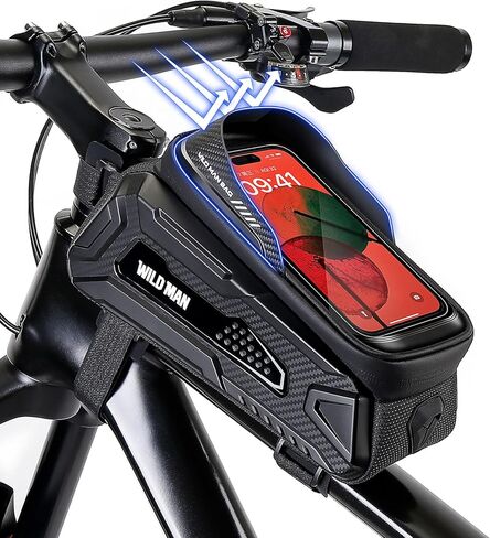 Bike Frame Bag Waterproof, Mecha Style Bike Phone Holder with Sun Visor, Bike Handlebar Bag with TPU Touch Screen, EVA Sturdy Bike Phone Mount for iPhone Samsung Smart Phone up to 6.8'' in Saudi Arabia