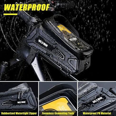 Bike Frame Bag Waterproof, Mecha Style Bike Phone Holder with Sun Visor, Bike Handlebar Bag with TPU Touch Screen, EVA Sturdy Bike Phone Mount for iPhone Samsung Smart Phone up to 6.8'' in Saudi Arabia