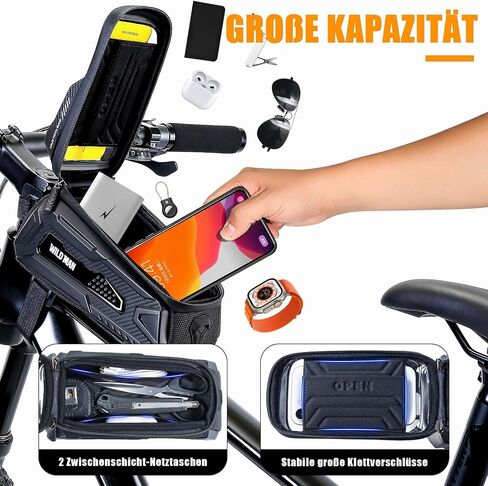 Bike Frame Bag Waterproof, Mecha Style Bike Phone Holder with Sun Visor, Bike Handlebar Bag with TPU Touch Screen, EVA Sturdy Bike Phone Mount for iPhone Samsung Smart Phone up to 6.8'' in Saudi Arabia