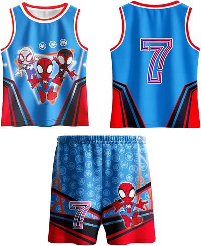 Boys Cartoon Basketball Jerseys Classic Mesh Sleeveless Shirt for Kids Training Athletic 4-12 Years in Saudi Arabia
