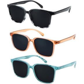 LAMBBAA Polarized Sunglasses Vintage Square for Men and Women UV400 Protection Outdoor Shades 3 Pack