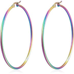 Pair Womens Large Huggie Hinged Hoop Earrings, Classic Party