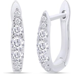 SAVEARTH DIAMONDS 2/5 Carat ct.t.w Round Cut Moissanite Lab Created Diamond Huggie Hoop Earrings In 14K Gold Over Sterling Silver (0.40 Cttw) Jewelry For Women Valentine's Day Gift For Her