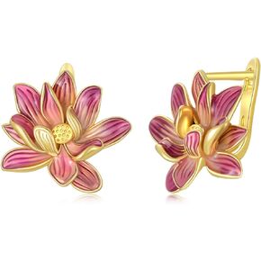 Flower Earrings for Women 925 Sterling Silver Rose/Lotus/Scottish Thistle/Tulip/Lilac/Mushroom/Pineapple Dangle Drop Earrings Flower Jewelry Gifts for Women Girls Birthday Gifts