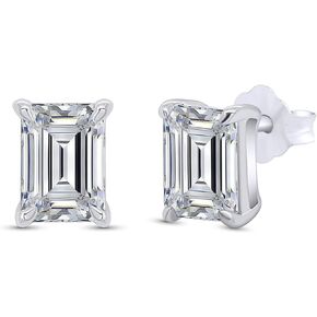 1-3ct Moissanite Stud Earrings for Women, D Color VVS1 Clarity Solitaire Emerald Cut Moissanite Earrings 18K Gold Plated S925 Sterling Silver Classic Moissanite Jewelry Gifts for Women Mom Wife