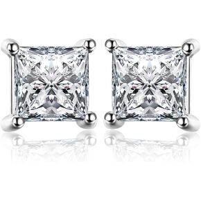 JewelryPalace Princess Cut 0.8ct مويسانيتي أقراط سوليتير للنساء، شكل مربع 925 الفضة الاسترليني 14k أقراط مطلية بالذهب لها، أقراط الماس مقلد VVS D-F in Kuwait