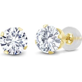 14K Yellow Gold Forever Brilliant Moissanite from Charles & Colvard Stud Earrings For Women (1.00 Cttw, Round 5MM)