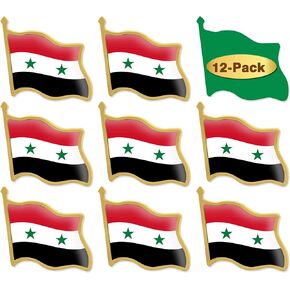 12/24/50/100Pcs Syria Flag Lapel Pins Bulk - Metal Syrian Arab Brooch Badge Souvenir for Men Women Clothes Bags Hats