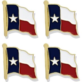 4 Pack Texas Flag Lapel Pin - Texan TX Flags Pins Lapel Hat Backpacks Suit Decoration & Men Women Waving Patriotic Enamel Metal Badge Souvenir