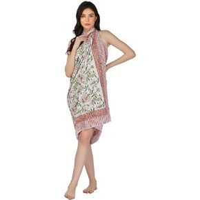 100% Cotton Hand block Sarong Beach Pareo -Your Perfect Summer Cover up Swimwear Companion Wrap Skirt In Summer