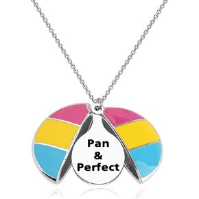 CENWA Pansexual Pride Gift Pensexual Flag Necklace Gift Pansexual Jewelry Gift Pan Pride Flag Open Locket Necklace
