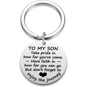 سلسلة مفاتيح الابن من الام والابن، هدية التخرج من الام الى الابن، هدية التخرج من فئة 2023 للابن، هدية ملهمة لعيد الميلاد والكريسماس للابن من الابن، فضي، S, فضي in Kuwait