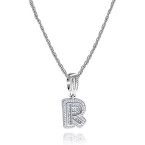 Male Initial P Name Necklace Pendant Silver Alphabat A-Z Clear CZ Charm Gifts for Men Women Boys Girls Friends Family Brother Sister Mom Dad Birthday Anniversary