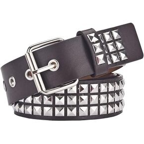 SJYFAL Women Grommet Belt Leather Punk Belts Studded Punk Belt Jeans Belts Goth Waist Belt for Men