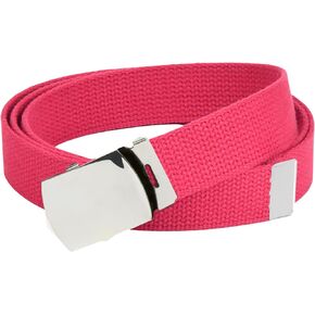 Hold’Em Military Canvas Webbing Belts for MEN’S–Polished Silver Slider Buckle Heavy Duty Adjustable