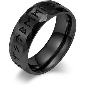JIPSJICI Viking Rings Stainless Steel Viking Runes Norse Nordic Ring Wedding Band for Men Women Jewelry Gifts
