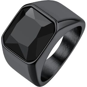 ChainsProMax Square Signet Rings for Men, Stainless Steel/Gold Plated/Black-Send Gift Box