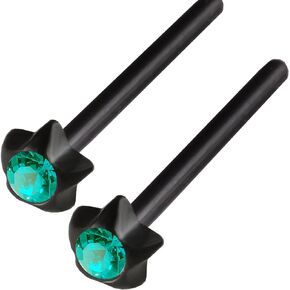 20g Black Nose Bone Stud bar Crystal Star Shaped Bendable Bioplast Flexible 2 Pieces