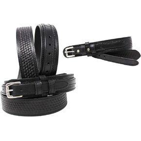 افيلير حزام ويسترن رينجر للرجال مصنوع من الجلد بنمط سلة منسوج بلون اسود وبيج داكن BR 26RAA90 in Kuwait