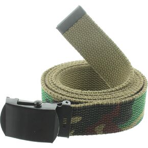ARMYU Military Web Belt Reversible Cotton Canvas Army Camo & Solid Belts with Black Buckle 54" in Kuwait
