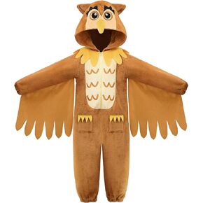 ReliBeauty Owl Costume Kids Pajamas Unisex Homewear Halloween Animal Costume for Boys and Girls, Brown