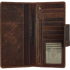 Mou Meraki Genuine Leather RFID Blocking Long Wallet – Vintage Bifold for Men (ANCIENT COGNAC)