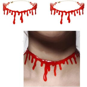 Dripping Blood Choker Halloween Necklace for Women Vampire Costume Accessories Slit Throat Bloody Choker Necklace for Girls Halloween Party Favors for Adults Teens 2Pcs