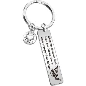 JIUSHUN Phoenix Inspirational Keychain Phoenix Encouragement Keychain Motivational Gift For Daughter Gift