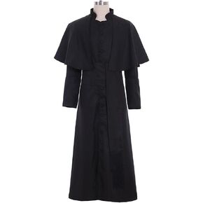 CosplayDiy Adult Men's Roman Pulpit Clergy Cassock Church Preist Robe Costume Men's Vintage Outfit
