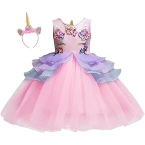 HIHCBF Halloween Costume Unicorn Birthday Dress Pageant Party Tutu Dresses Flower Evening Gowns Carnival Dress Up Outfits