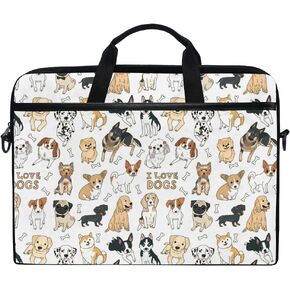 ALAZA Doodle Dog Pug Corgi Golden Retriever Husky Labrador Dachshund Laptop Case Bag Sleeve Portable/Crossbody Messenger Briefcase Convertible w/Strap Pocket 15-15.4 inch, Back to School Gifts