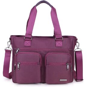 Water Repellent Nylon Shoulder Bag Handbag Laptop Tote Travel Work School Clinic Nurse Tote (Lavender)