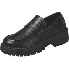 Forever Link Womens Slip On Loafer Chunky Chain Platform Heel