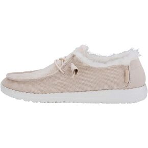 Hey Dude Women's Wendy Corduroy Cream Size 7 | Women’s Shoes | Women’s Lace Up Loafers | Comfortable & Light-Weight