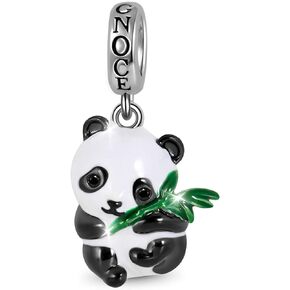 GNOCE Panda Hugging Bamboo Pendant Charm Sterling Silver Animal Dangle Charm Fit Bracelet/Necklace Christmas Gift for Women Girls Wife Daughter